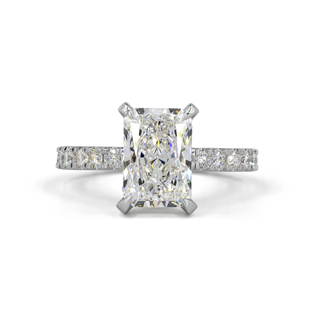 4.52 Cts 14k White Gold Radiant Shape Hidden Halo Ring - Video
