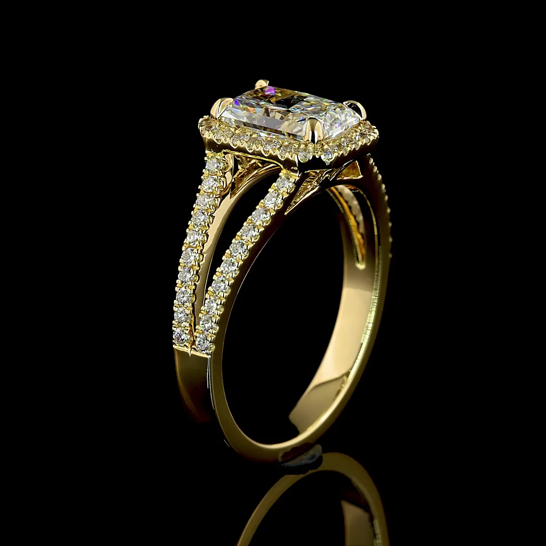 8.23 Cts 14k Yellow Gold Radiant Shape Split Shank Ring - Image 4