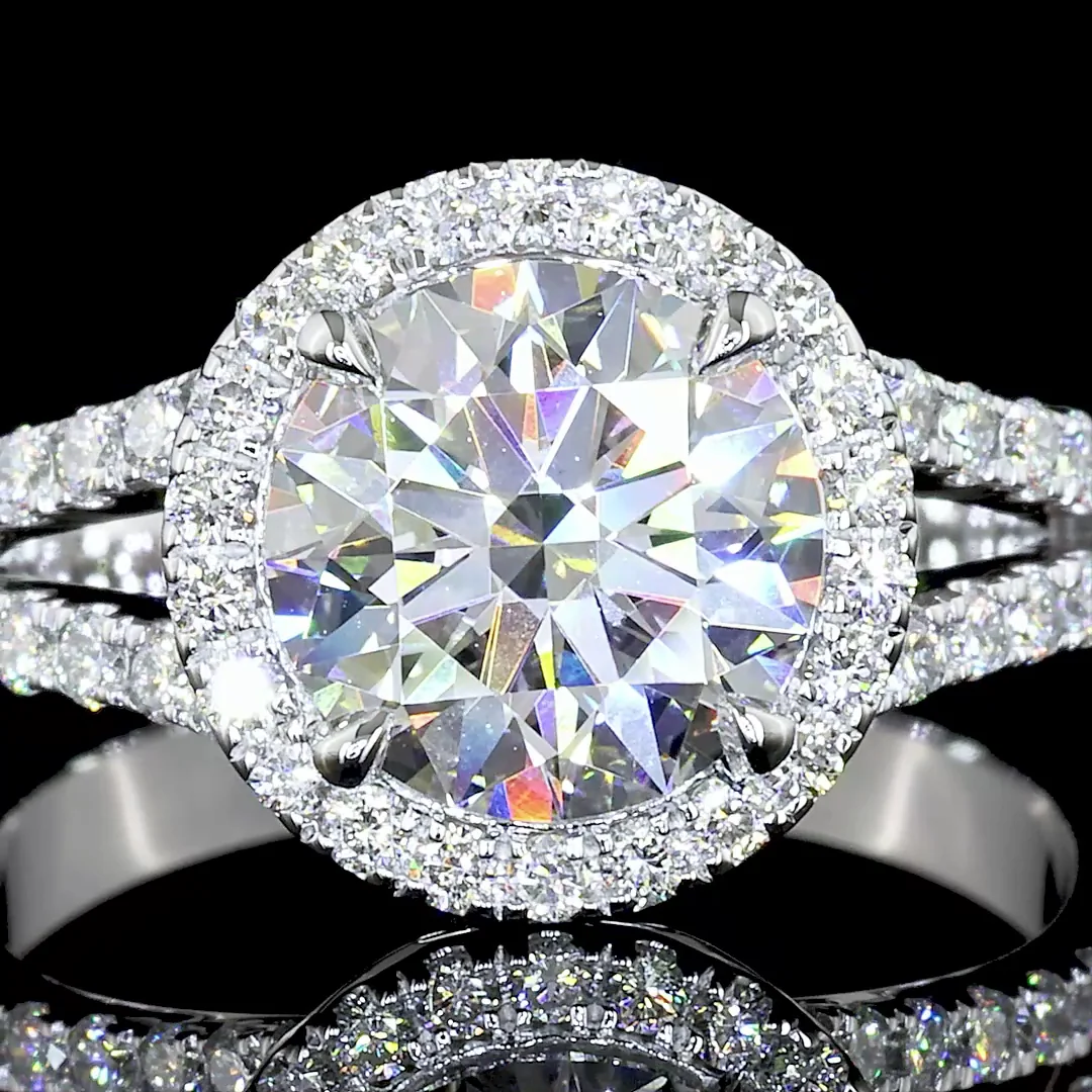 9.17 Cts 14k White Gold Round Shape Split Shank Ring - Image 3