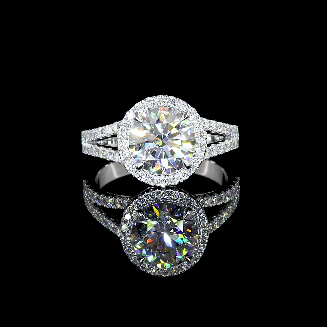 8.07 Cts 14k White Gold Round Shape Split Shank Ring - Video