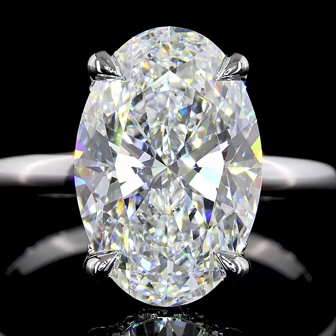 5.8 Cts 14k White Gold Oval Shape Hidden Halo Ring - Image 2