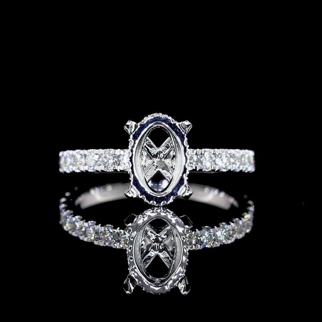 2.78 Cts 14k White Gold Oval Shape Hidden Halo Ring - Image 2