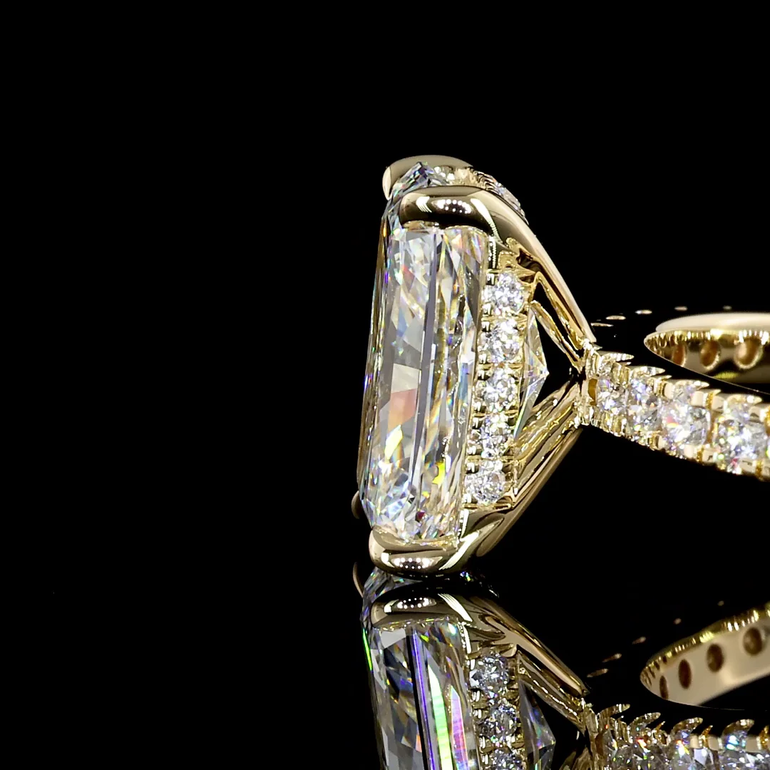 2.88 Cts 14k Yellow Gold Radiant Shape Hidden Halo Ring - Image 2