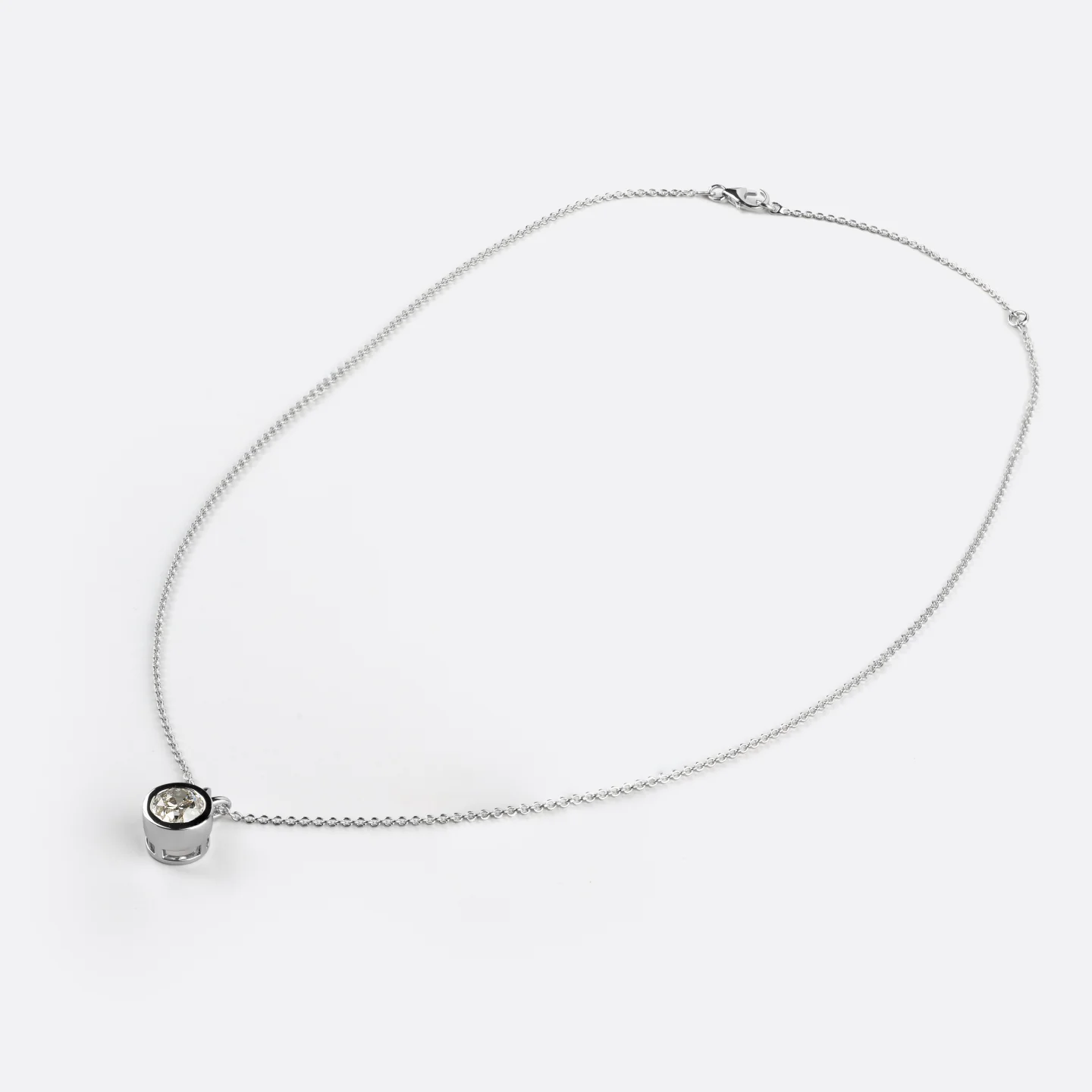 1.02 Cts 14k White Gold Old European Brilliant Shape Solitaire Pendant - Image 2