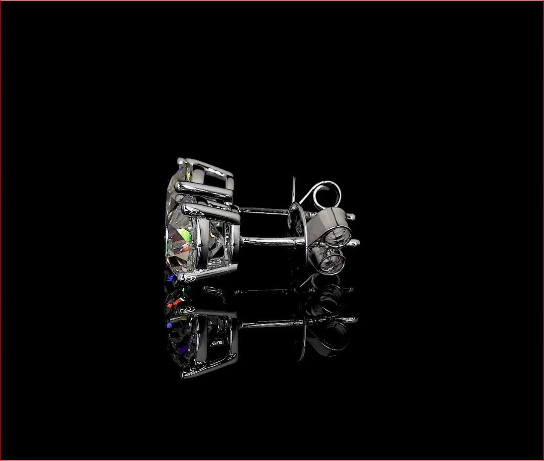 2.09 Cts 14k White Gold Old European Brilliant Shape Studs Earring - Image 2