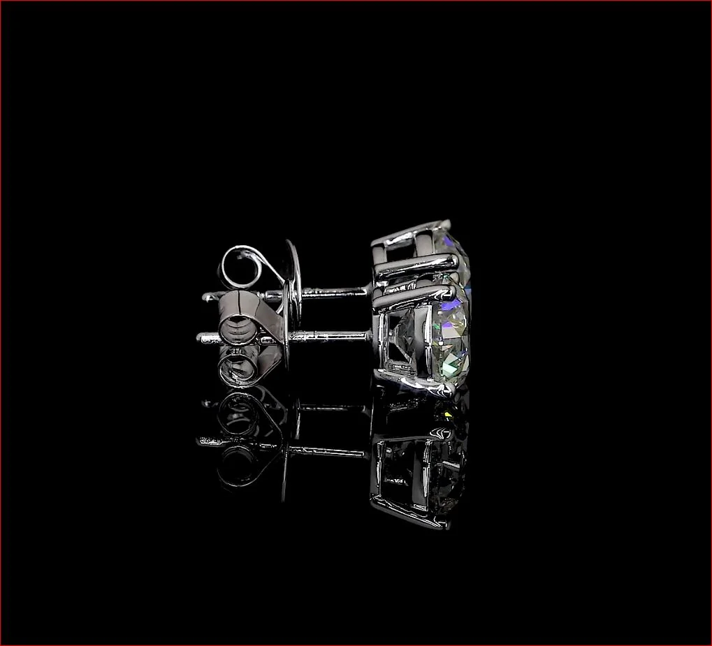 2.09 Cts 14k White Gold Old European Brilliant Shape Studs Earring - Image 4