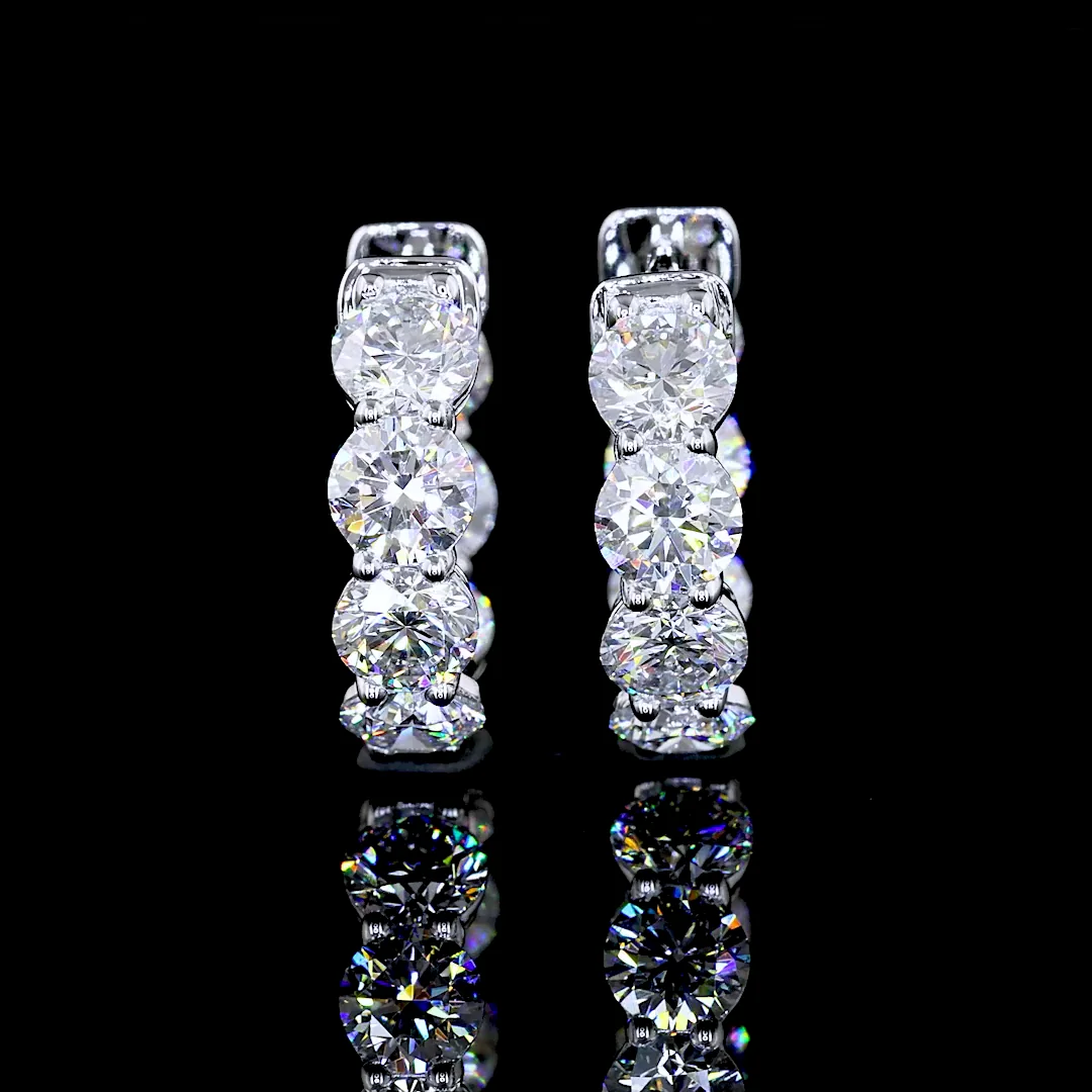 3.77 Cts 14k White Gold Round Shape Huggies Earring - Image 2