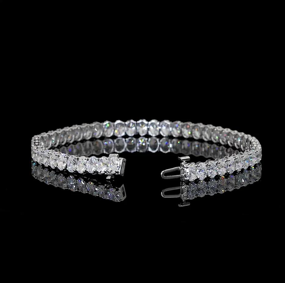 6.45 Cts 14k White Gold Oval Shape Tennis Bracelet - Image 3