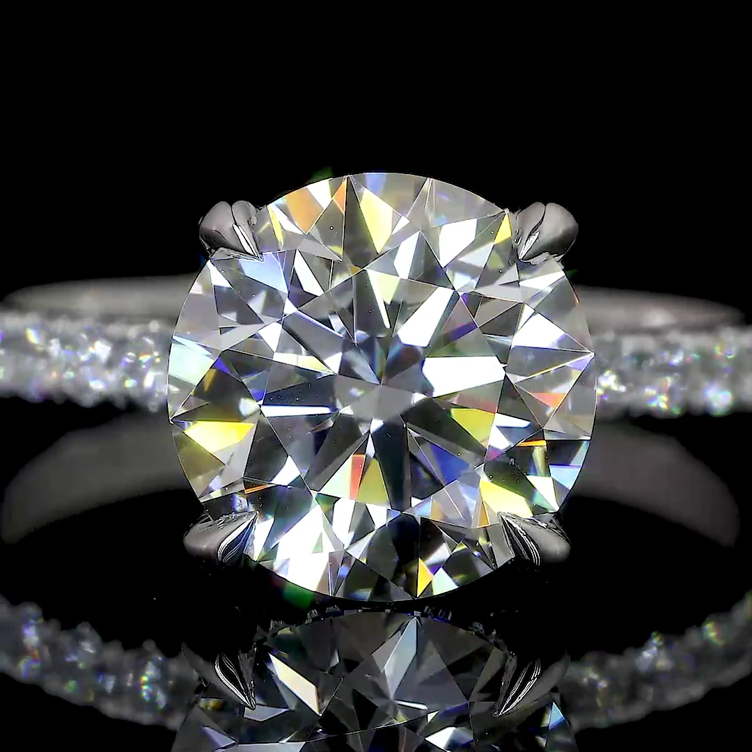 8.17 Cts 14k White Gold Round Shape Hidden Halo Ring - Image 2