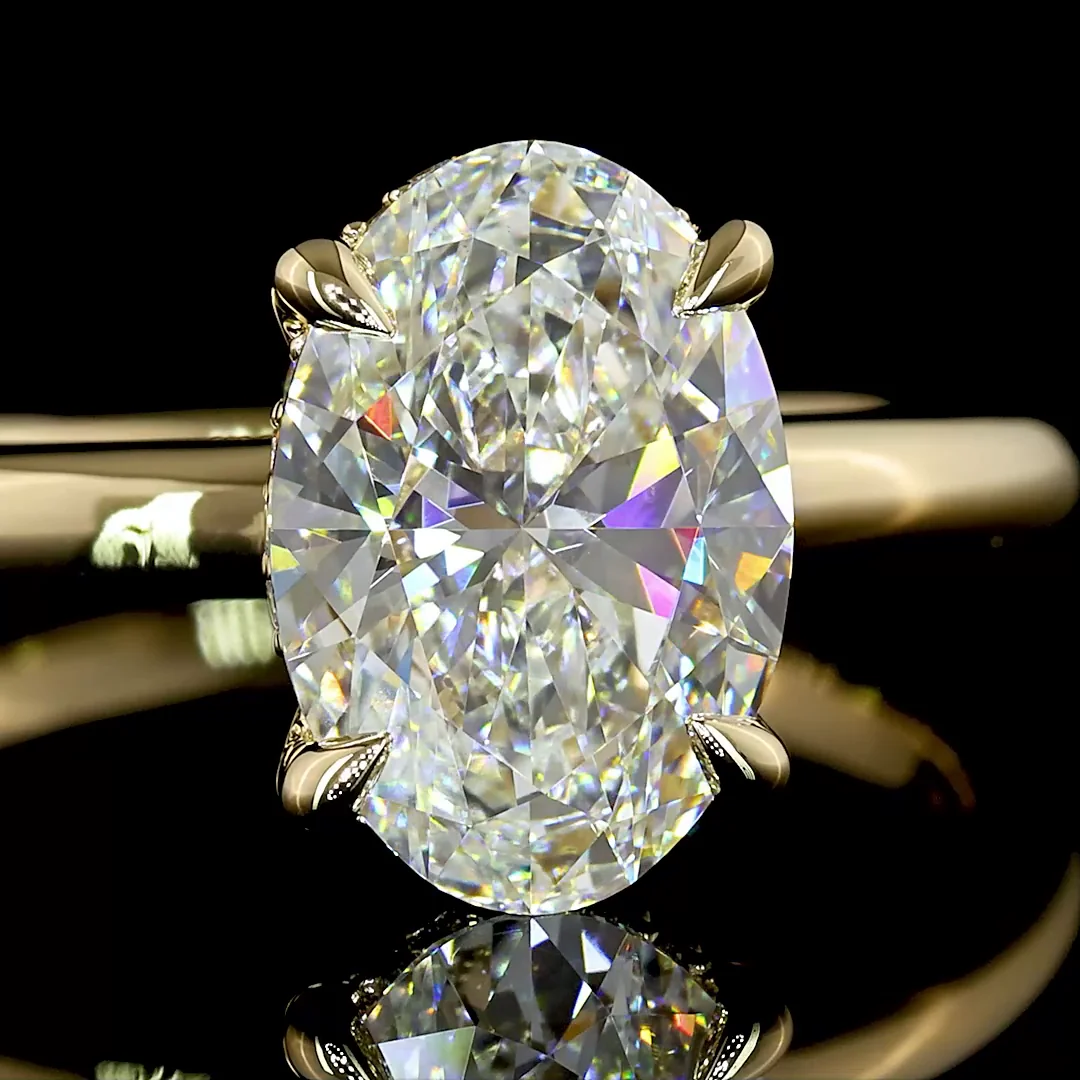 1.7 Cts 14k Yellow Gold Oval Shape Hidden Halo Ring - Image 2