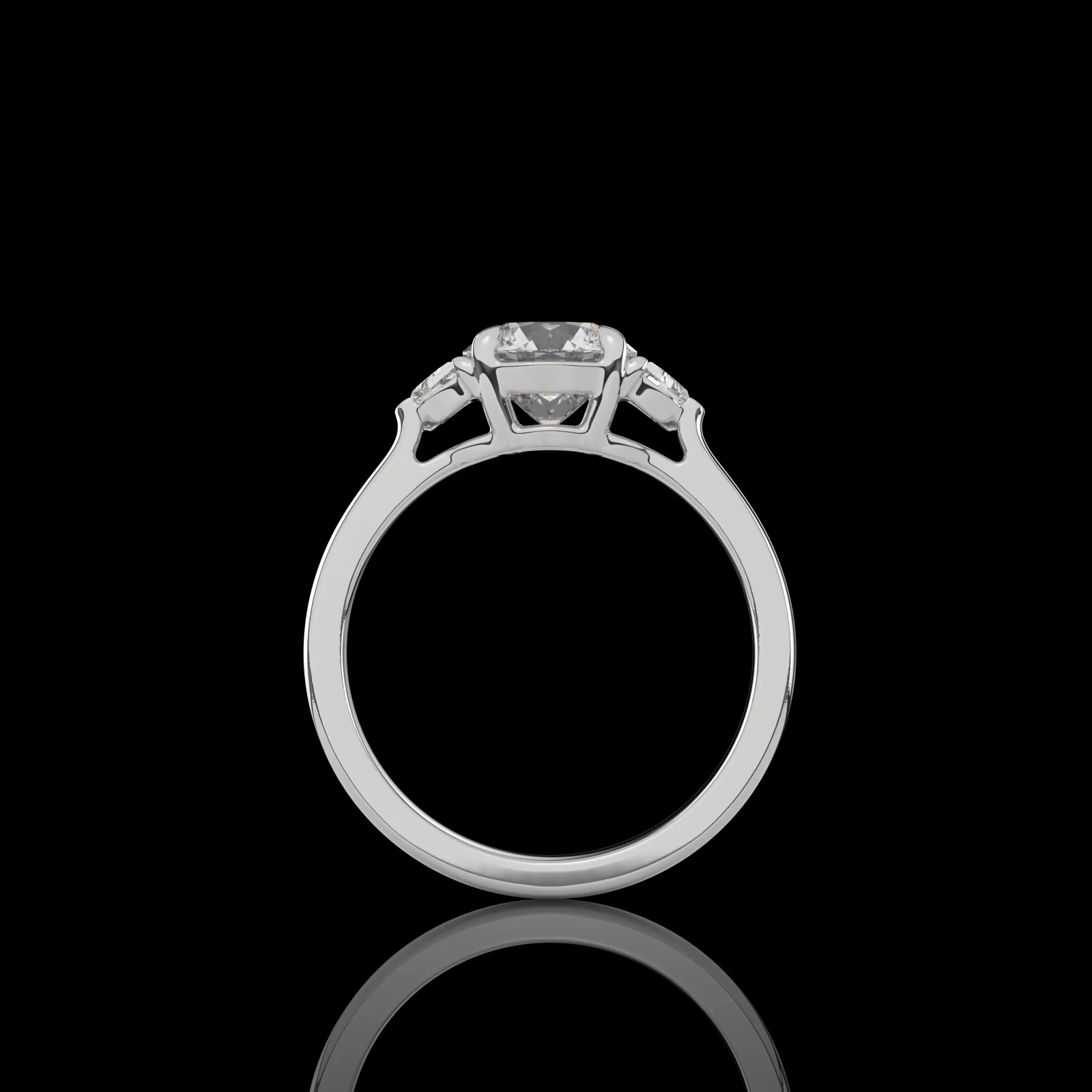 2.75 Cts Platinum Round Shape 3 Stones Ring - Image 4