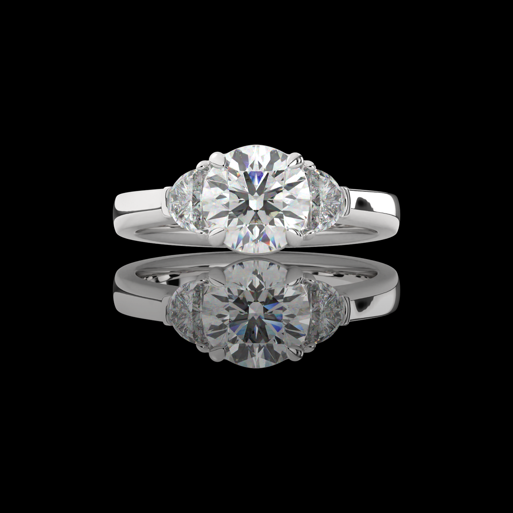 2.75 Cts Platinum Round Shape 3 Stones Ring - Video