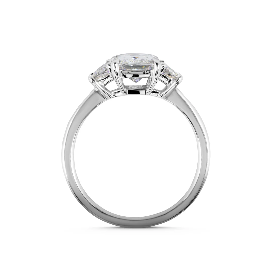 6.06 Cts 14k White Gold Radiant Shape 3 Stones Ring - Image 2