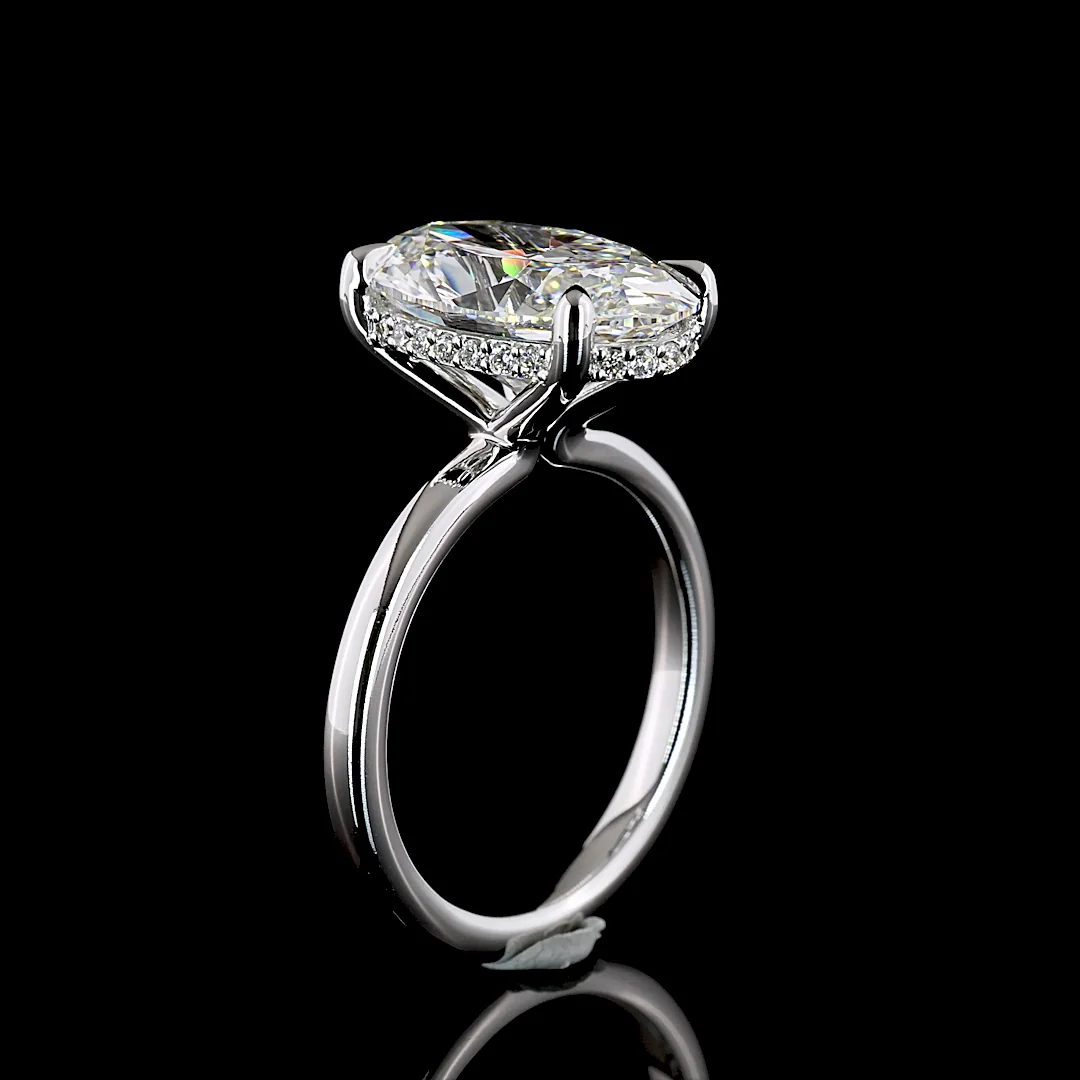 6.35 Cts 14k White Gold Oval Shape Hidden Halo Ring - Image 4