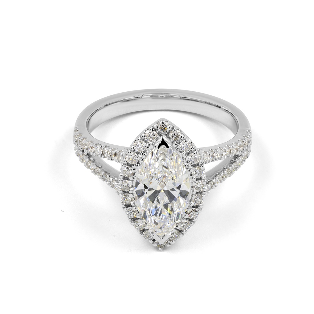1.41 Cts 14k White Gold Marquise Shape Split Shank Ring - Video