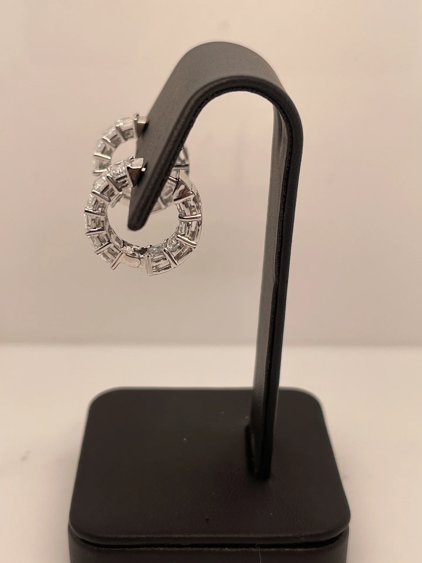 6.56 Cts 14k White Gold Emerald Shape Huggies Earring - Image 2