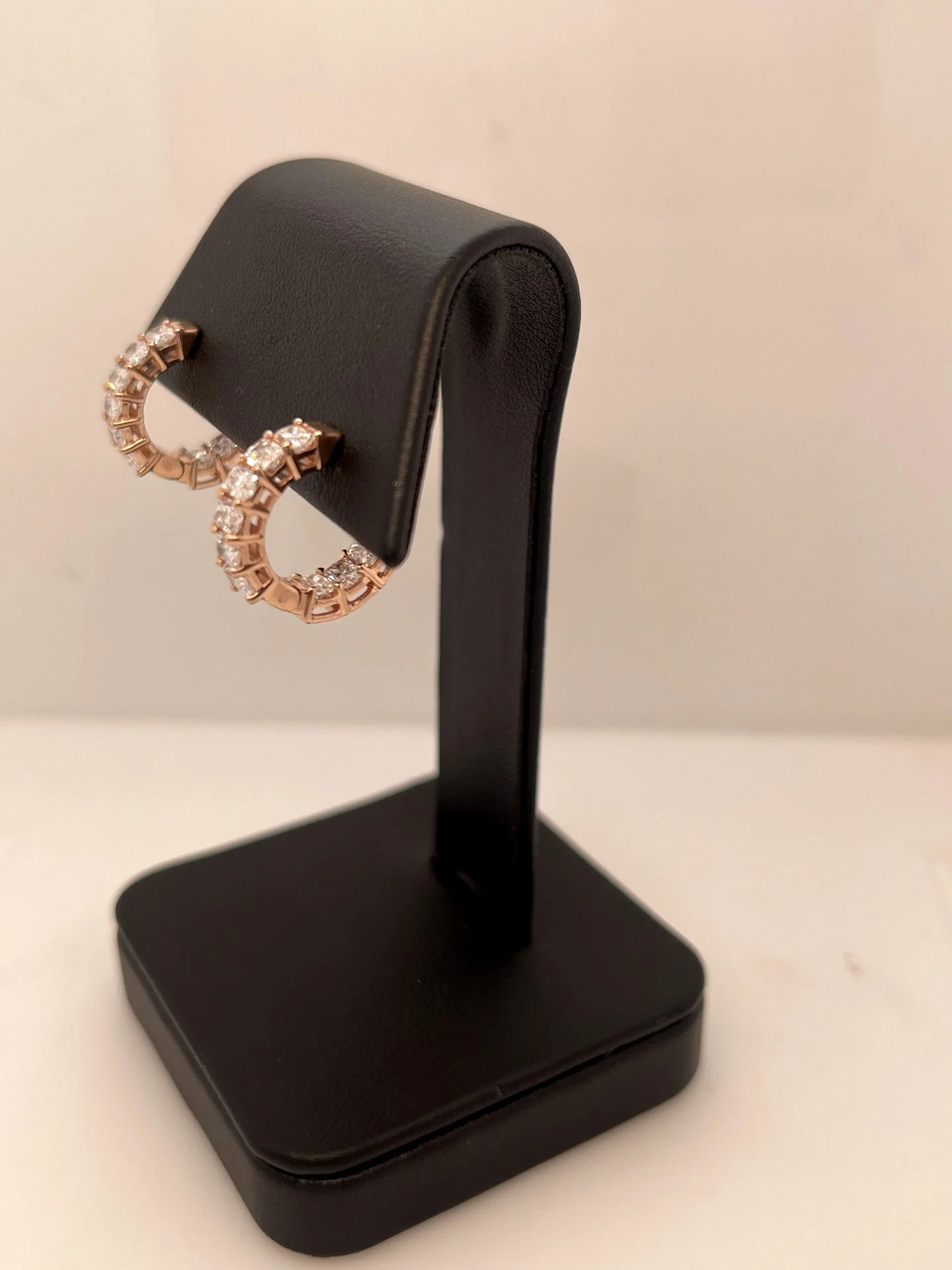 2.42 Cts 14k Rose Gold Radiant Shape Huggies Earring - Image 2