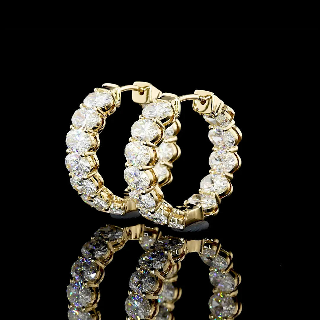 6.61 Cts 14k Yellow Gold Oval Shape Huggies Earring - Image 3