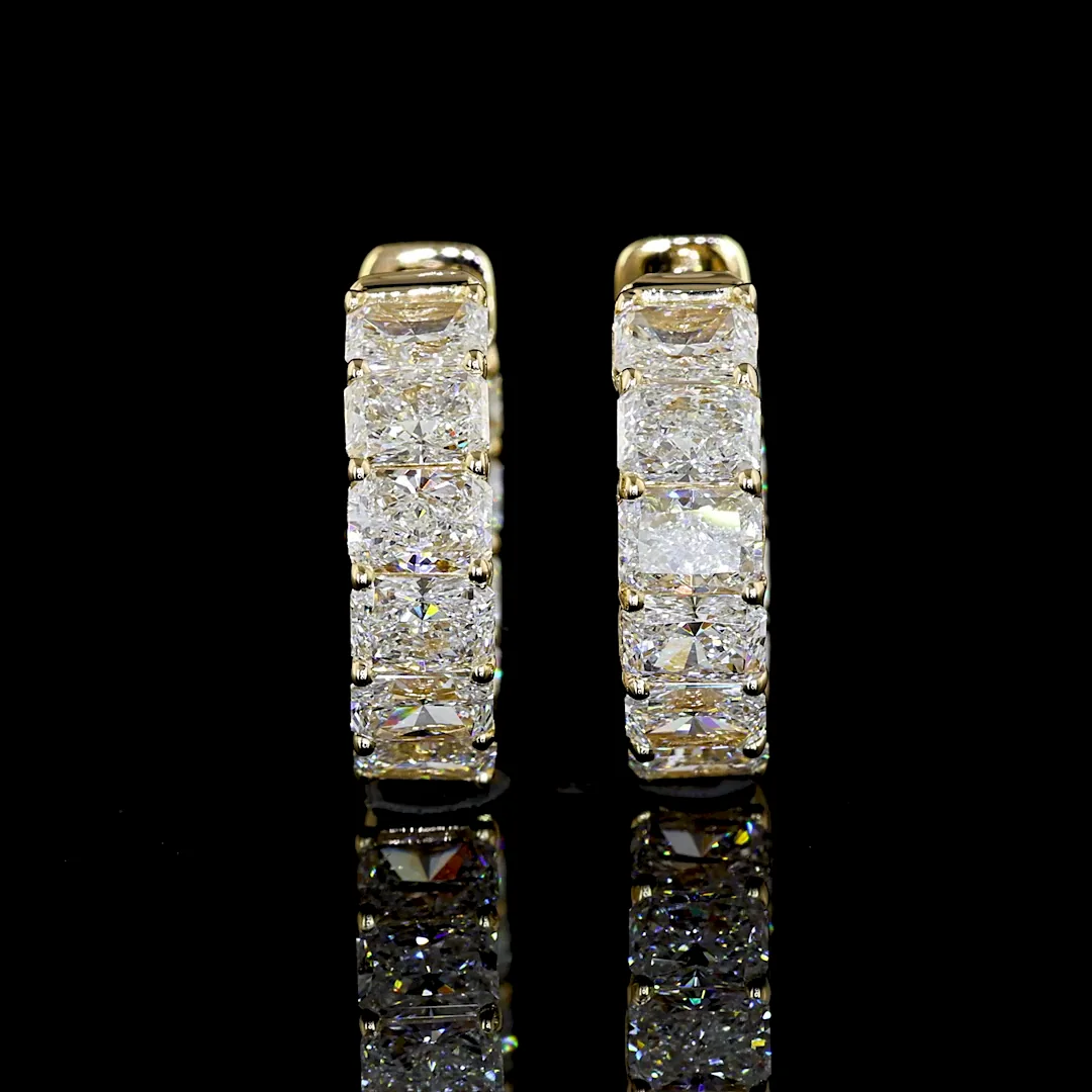6.68 Cts 14k Yellow Gold Radiant Shape Huggies Earring - Image 2