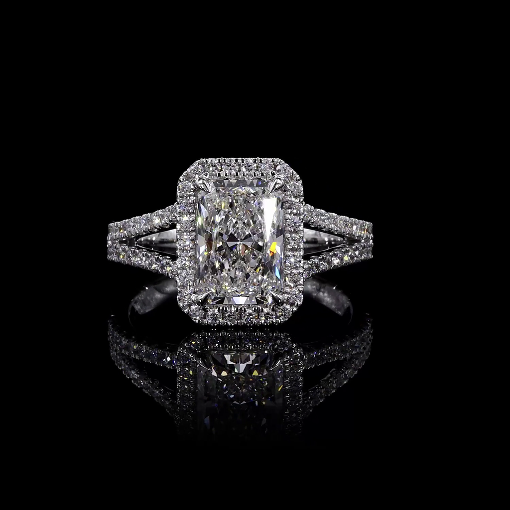 6.04 Cts 14k White Gold Radiant Shape Split Shank Ring - Video