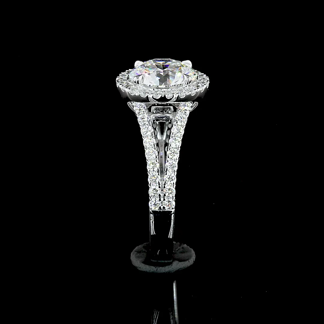 3.68 Cts 14k White Gold Round Shape Split Shank Ring - Image 2
