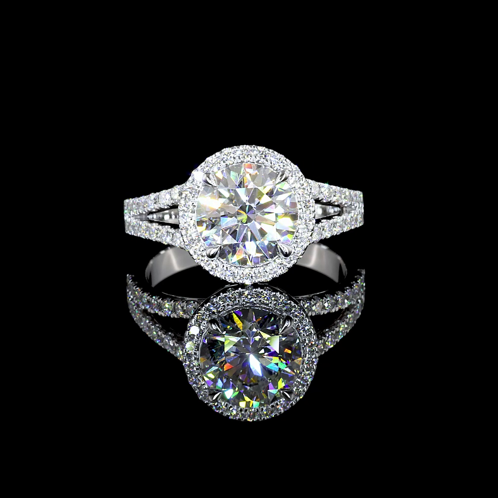 3.68 Cts 14k White Gold Round Shape Split Shank Ring - Video