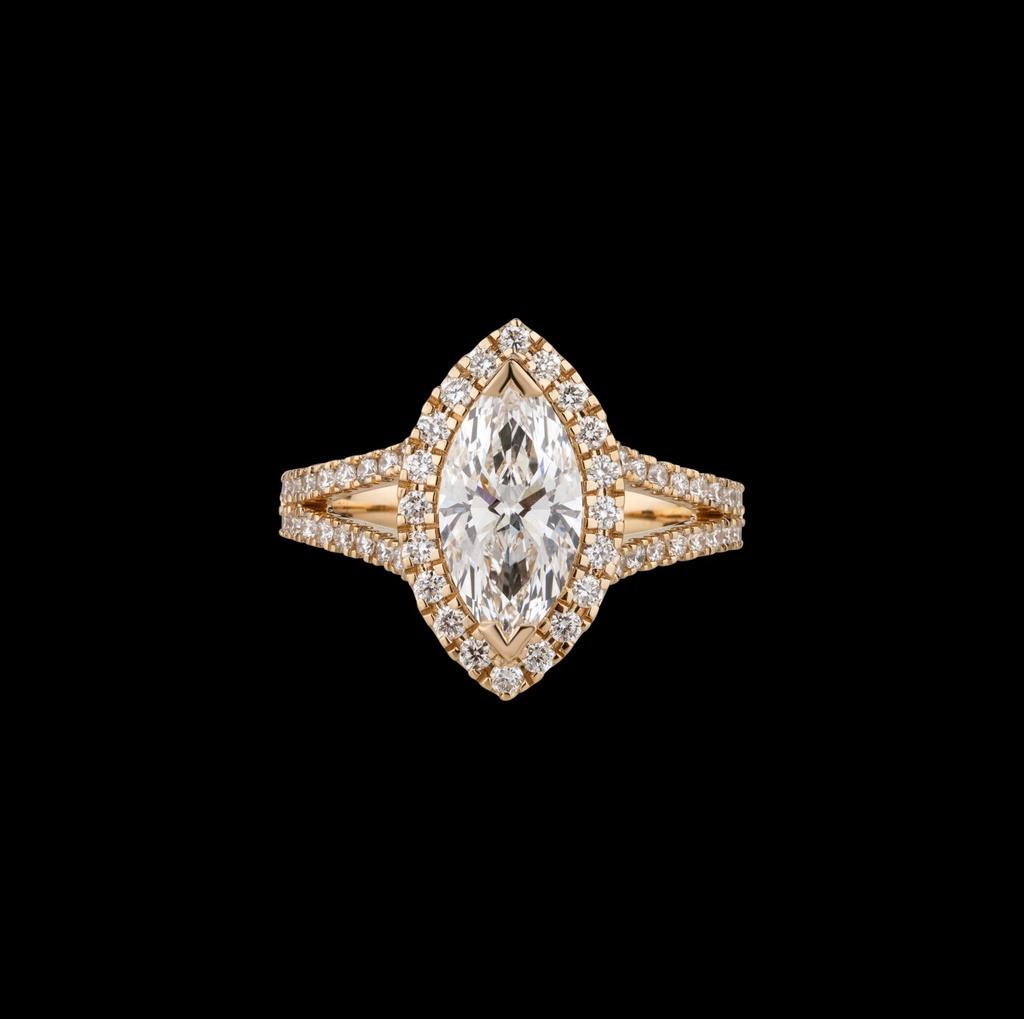 2.67 Cts 14k Yellow Gold Marquise Shape Split Shank Ring - Video