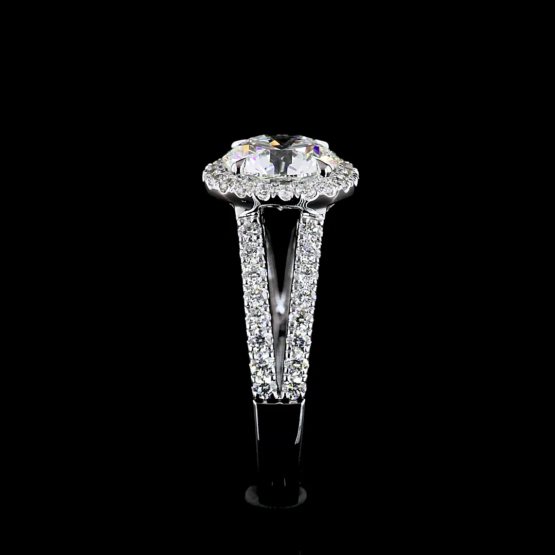 1.42 Cts 14k White Gold Round Shape Split Shank Ring - Image 3