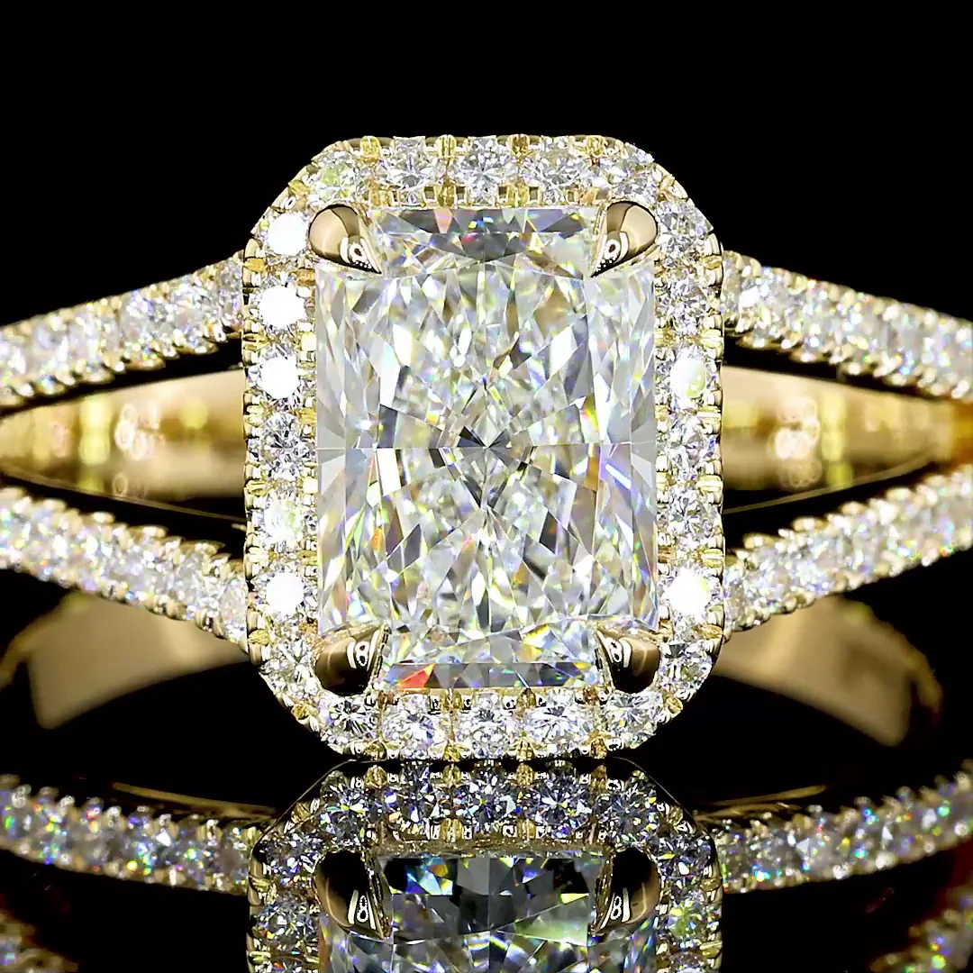 3.61 Cts 14k Yellow Gold Radiant Shape Split Shank Ring - Image 2