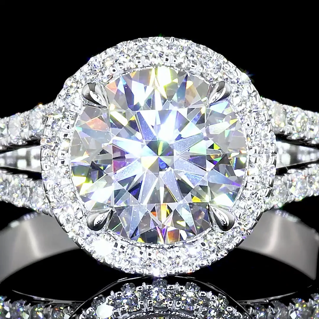 5.87 Cts 14k White Gold Round Shape Split Shank Ring - Image 3