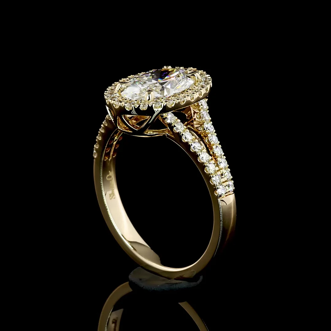 1.44 Cts 14k Yellow Gold Oval Shape Split Shank Ring - Image 2