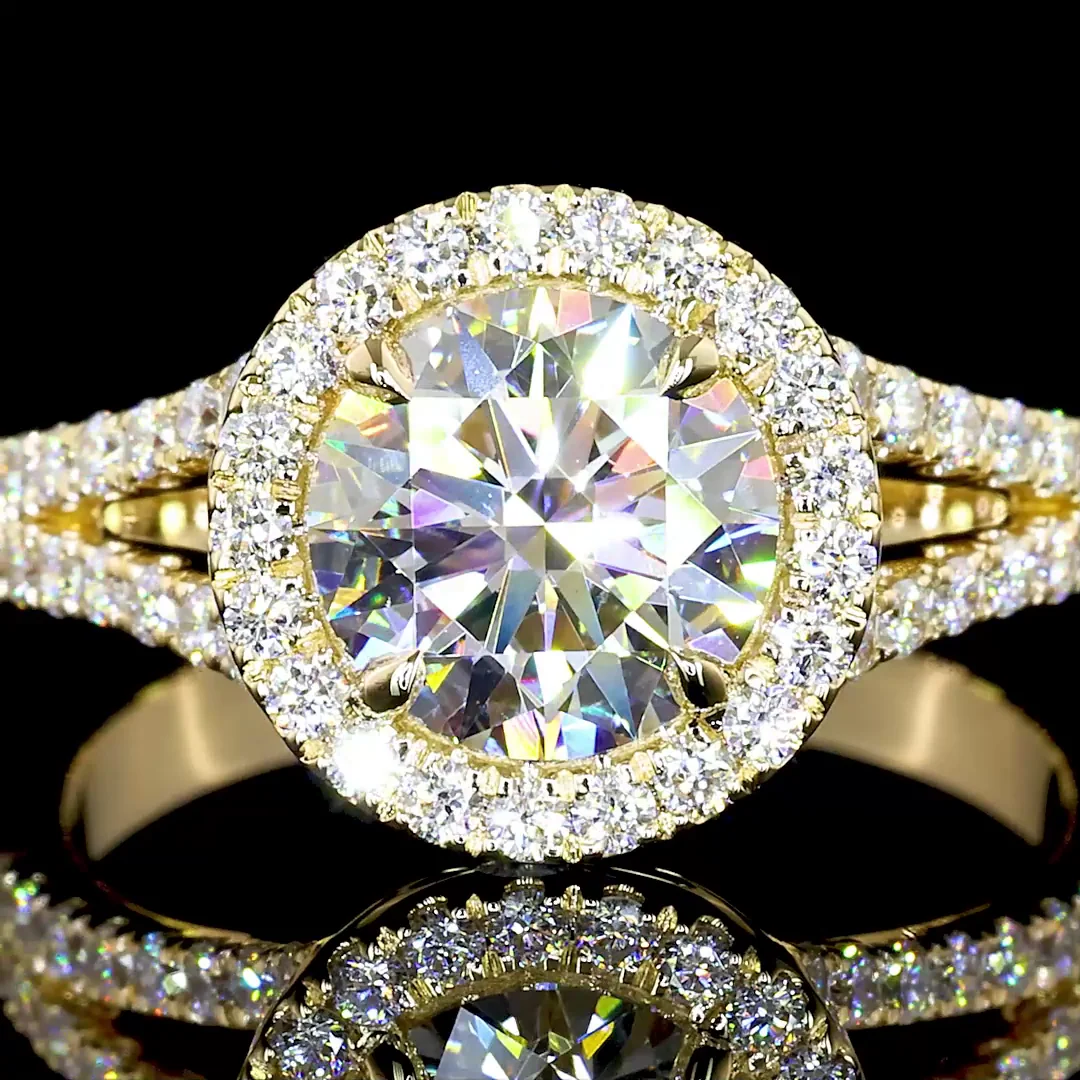 3.9 Cts 14k Yellow Gold Round Shape Split Shank Ring - Image 3