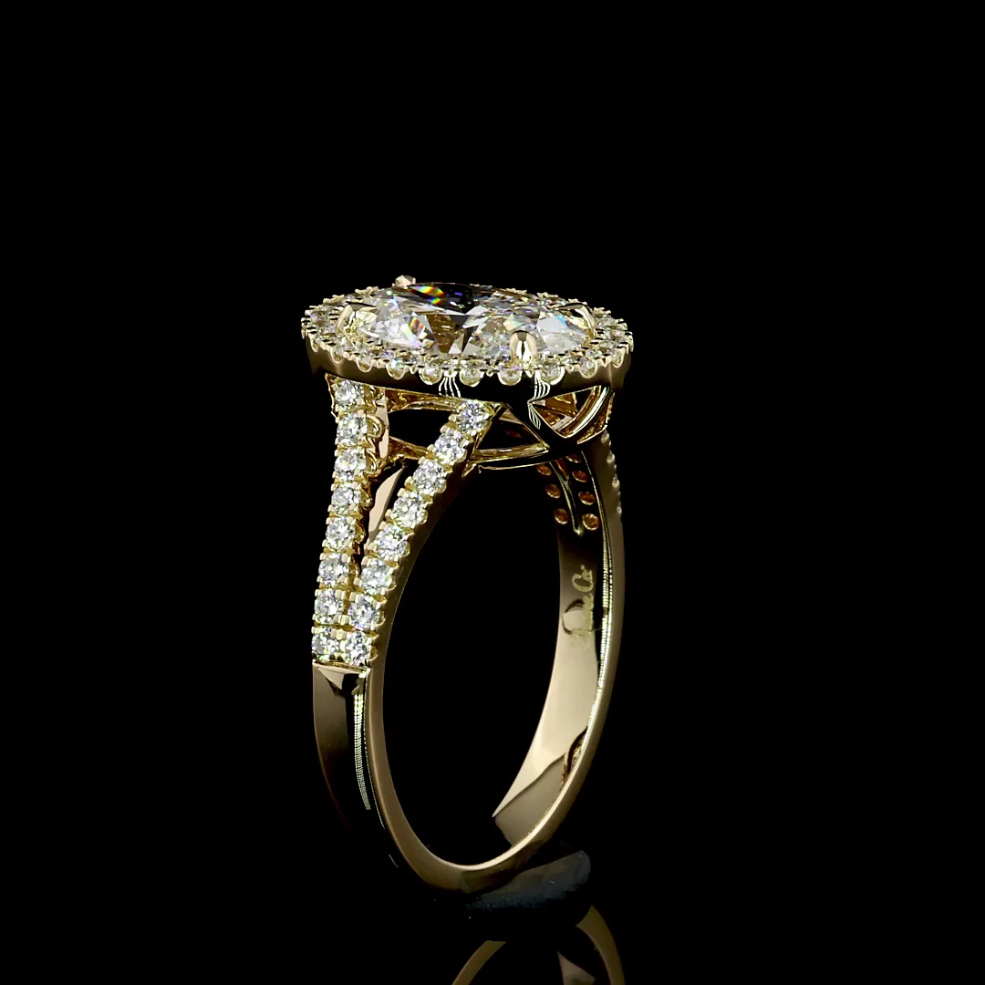 2.59 Cts 14k Yellow Gold Oval Shape Split Shank Ring - Image 4