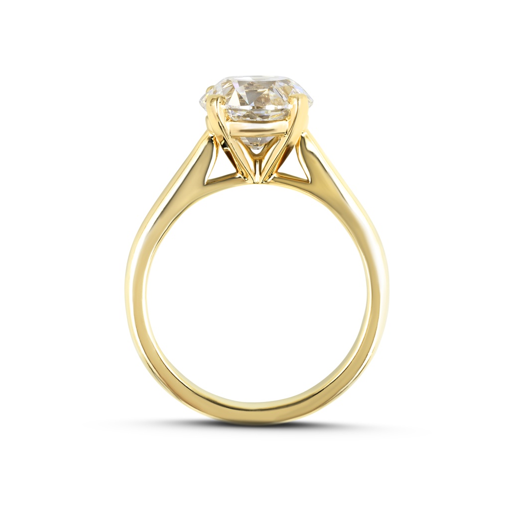 2.51 Cts 14k Yellow Gold Old European Brilliant Shape Solitaire Ring - Image 3
