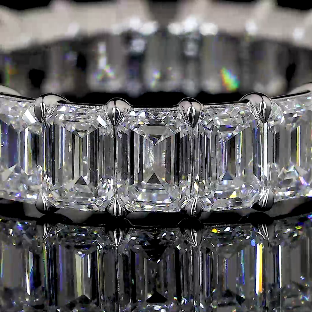 5.41 Cts 14k White Gold Emerald Shape Eternity Band Eternity Band - Image 2