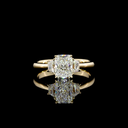 1.27 Cts 14k Yellow Gold Radiant Shape 3 Stones Ring - Video