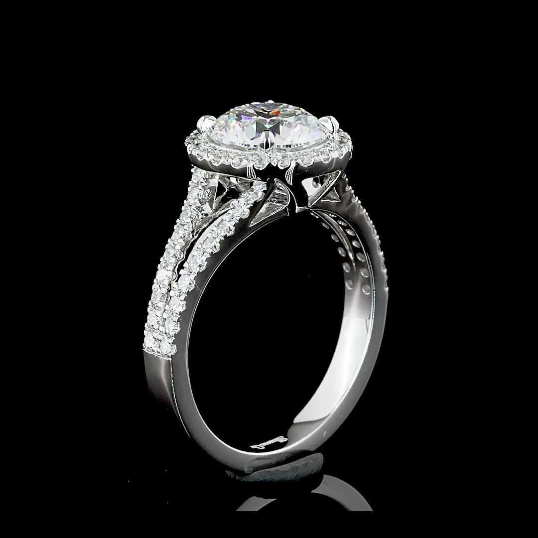 4.83 Cts 14k White Gold Round Shape Split Shank Ring - Image 4