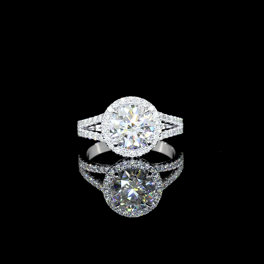 4.83 Cts 14k White Gold Round Shape Split Shank Ring - Video