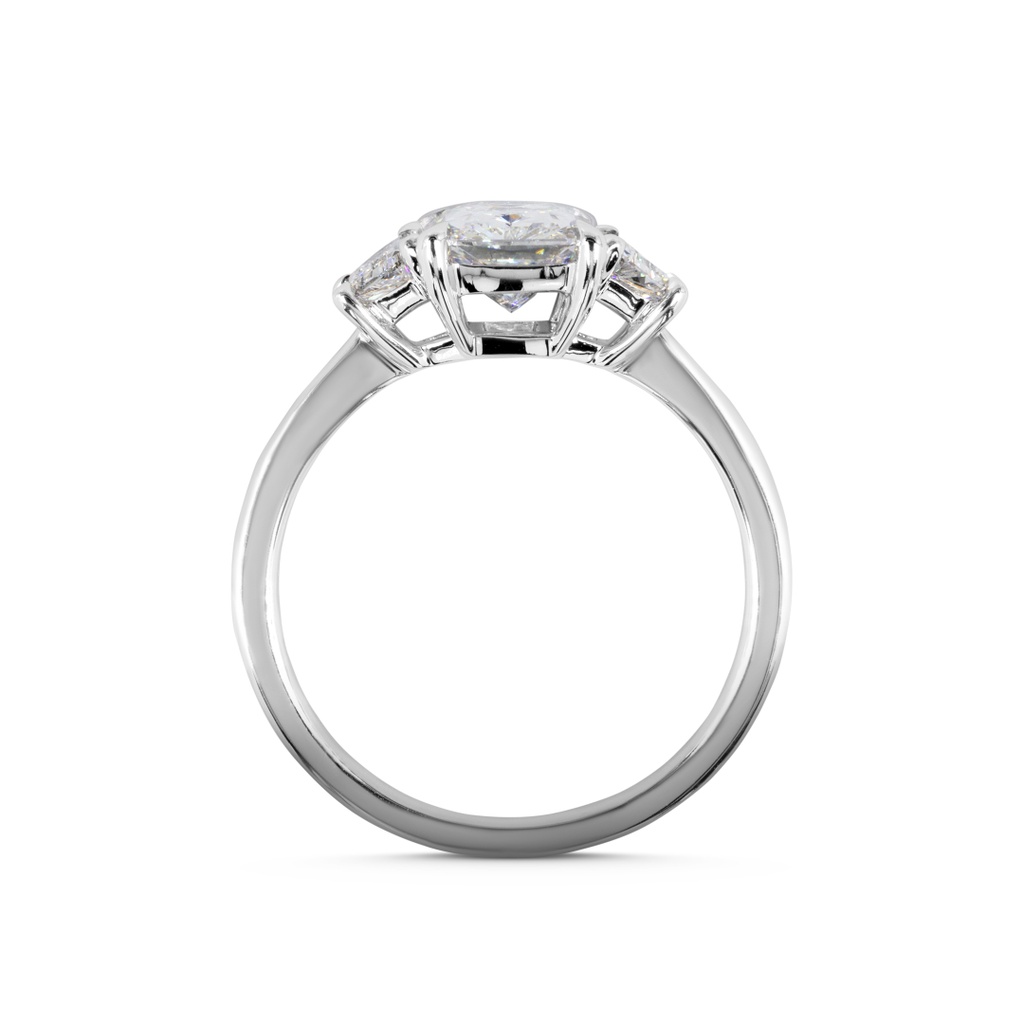 3.86 Cts Platinum Radiant Shape 3 Stones Ring - Image 2