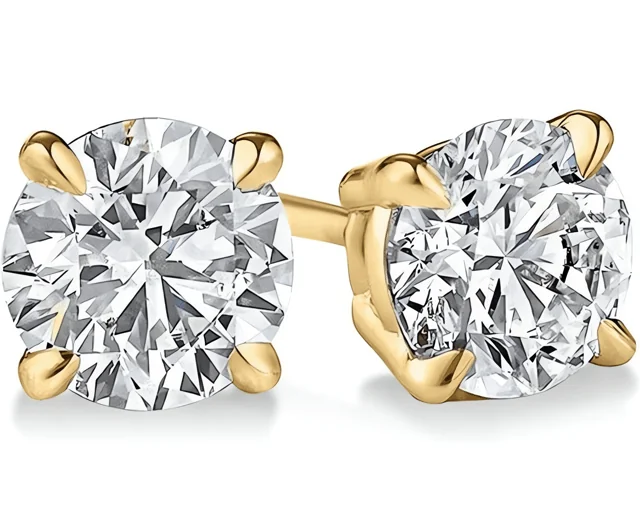 2.03 Cts 18k Yellow Gold Round Shape Studs Earring - Image 2