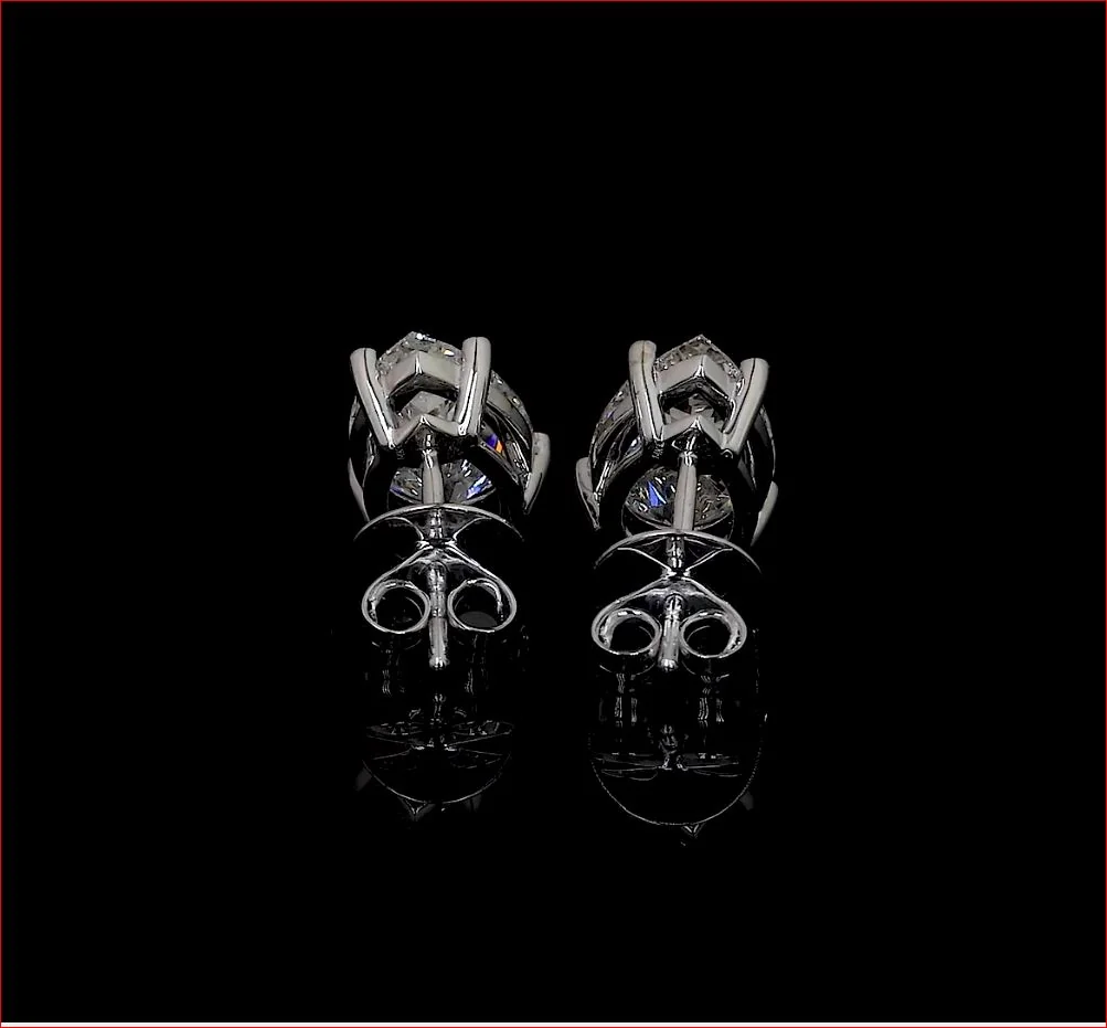 1 Cts 18k White Gold Pear Shape Studs Earring - Image 2