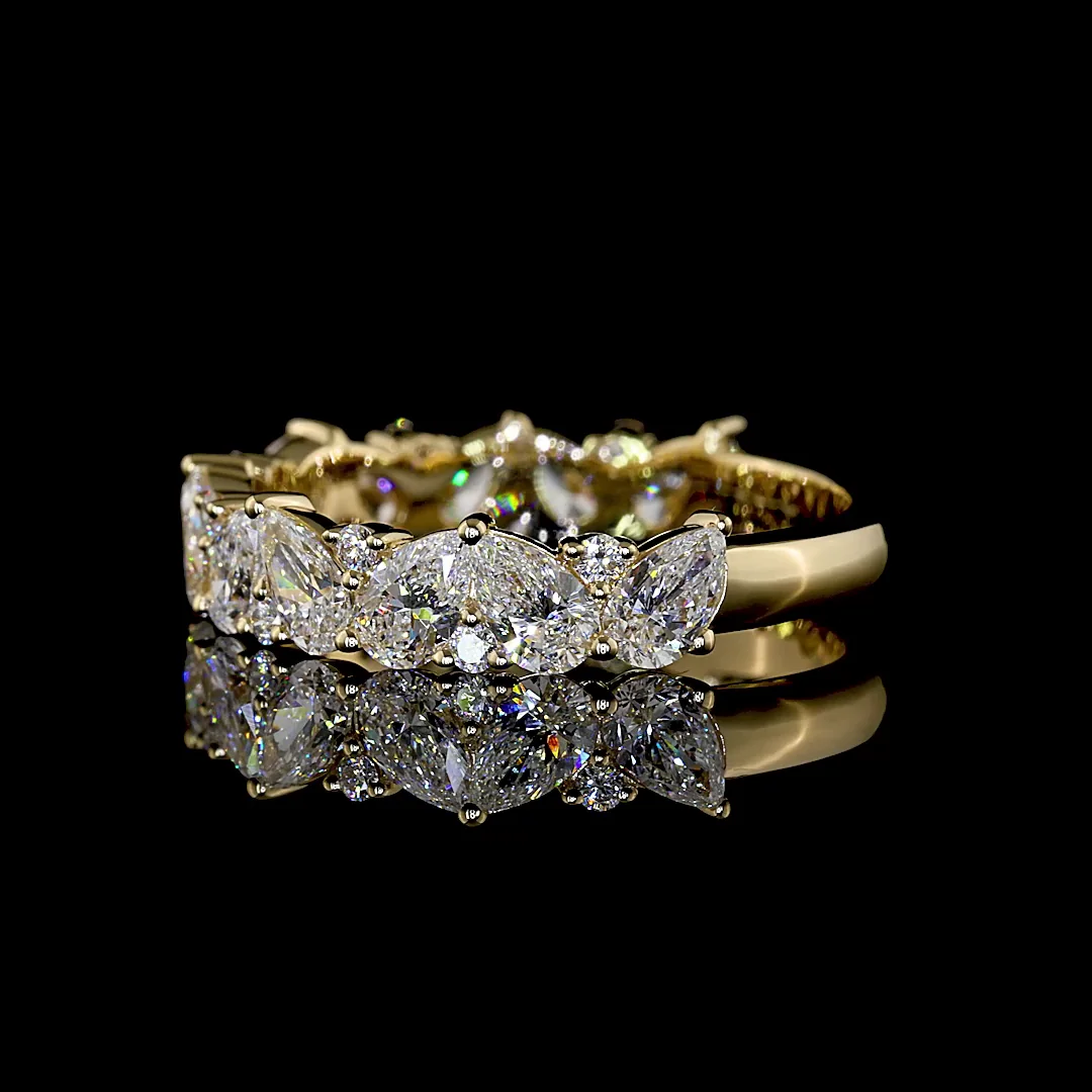 1.94 Cts 14k Yellow Gold Mix Shape 3/4 Band Eternity Band - Image 2