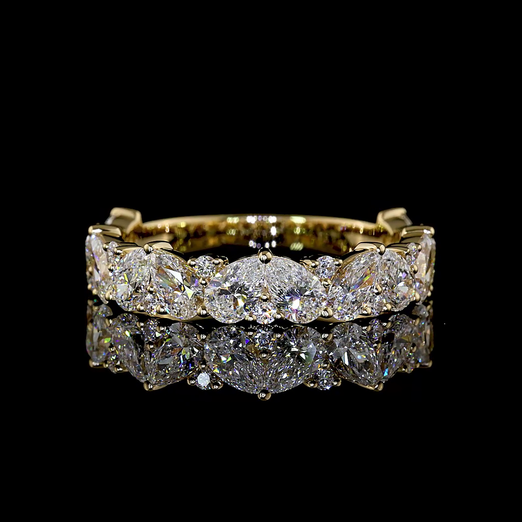 1.94 Cts 14k Yellow Gold Mix Shape 3/4 Band Eternity Band - Video