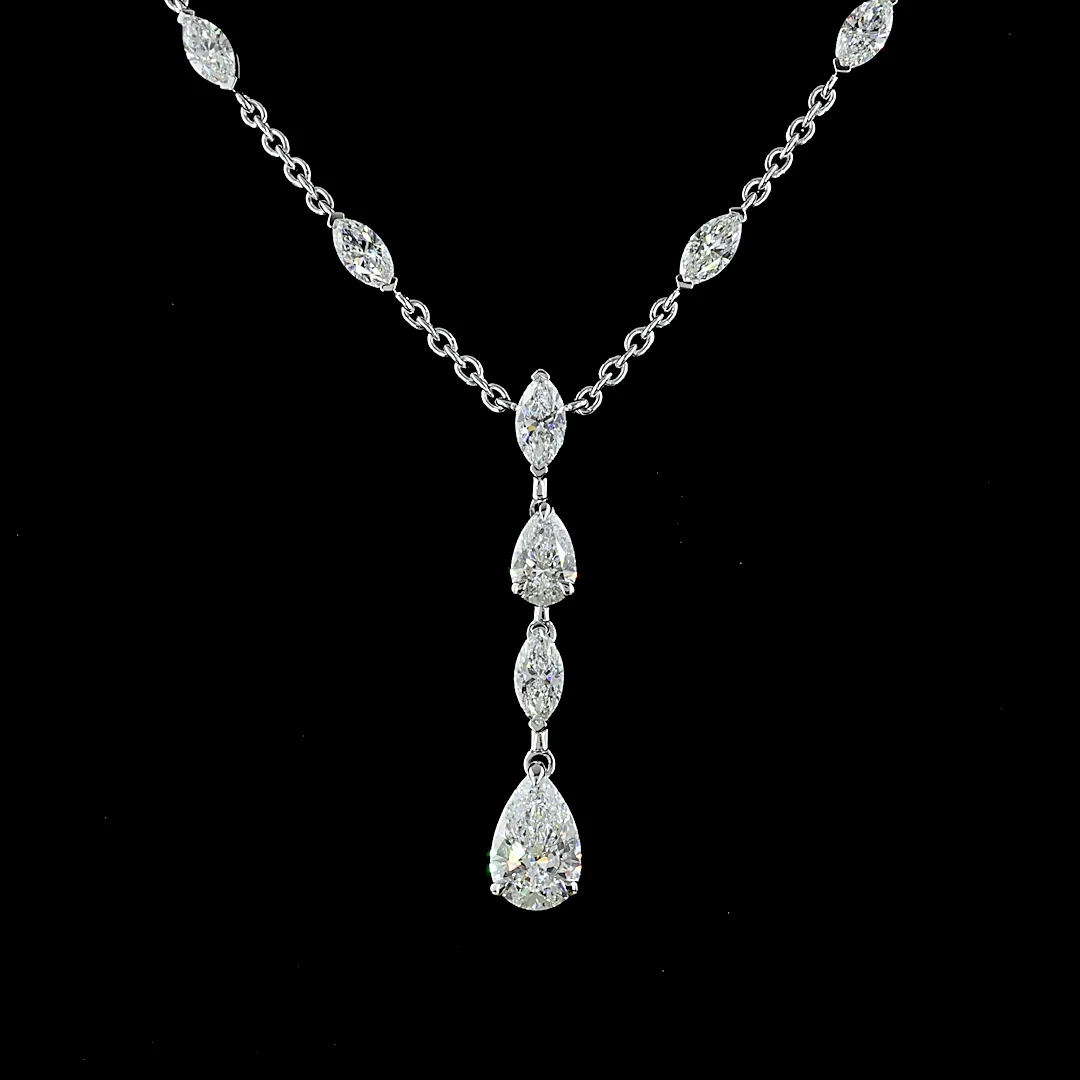 5.19 Cts 14k White Gold Mix Shape Special Necklace - Image 3