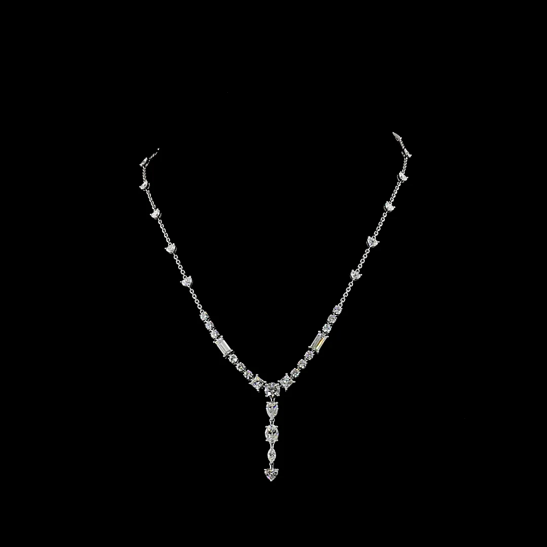8.87 Cts 14k White Gold Mix Shape Special Necklace - Video