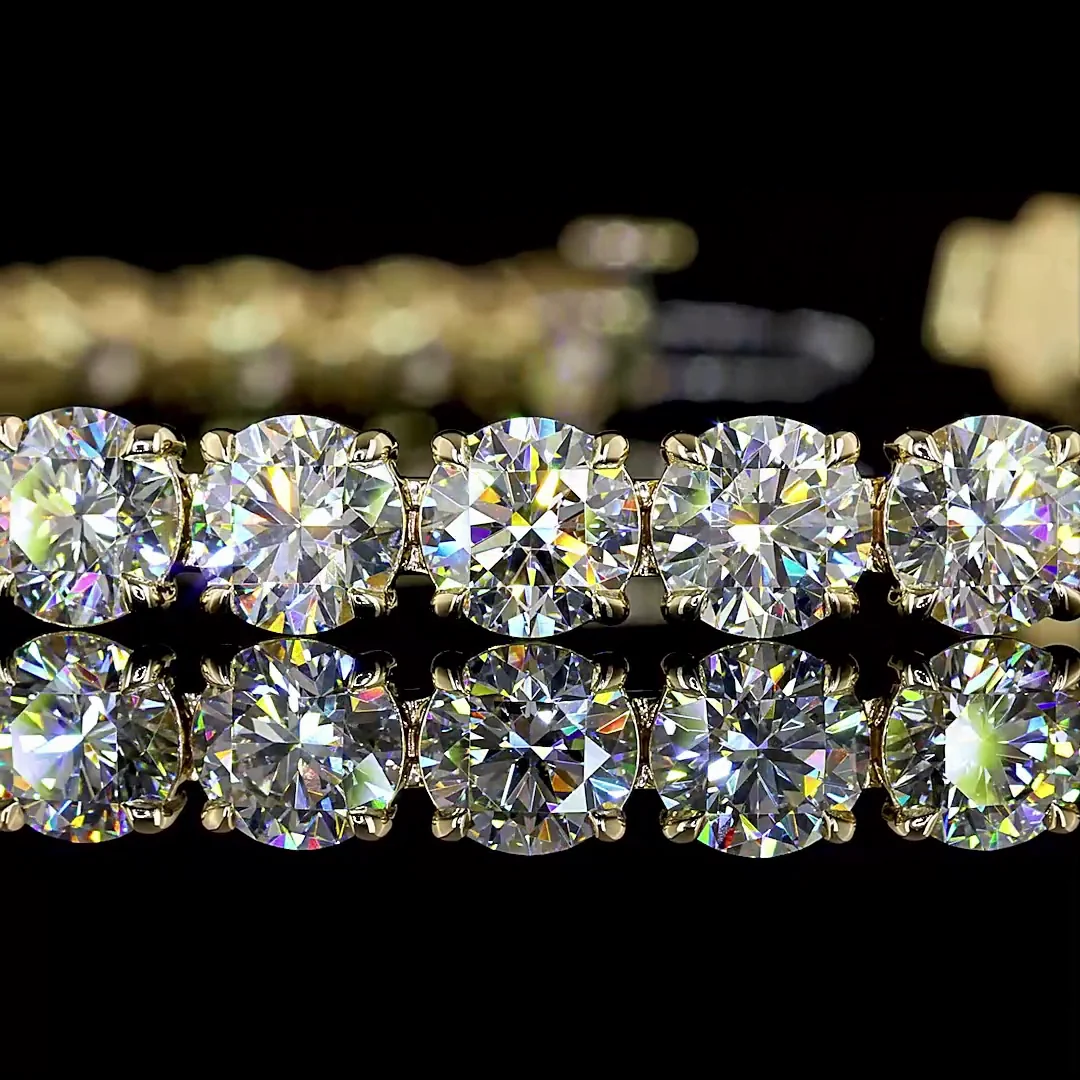 14.83 Cts 14k Yellow Gold Round Shape Tennis Bracelet - Image 2