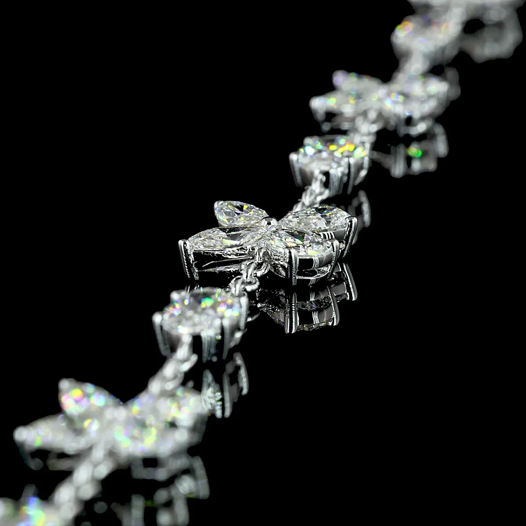 5.07 Cts 14k White Gold Mix Shape Station Line Tennis Necklace - Image 4