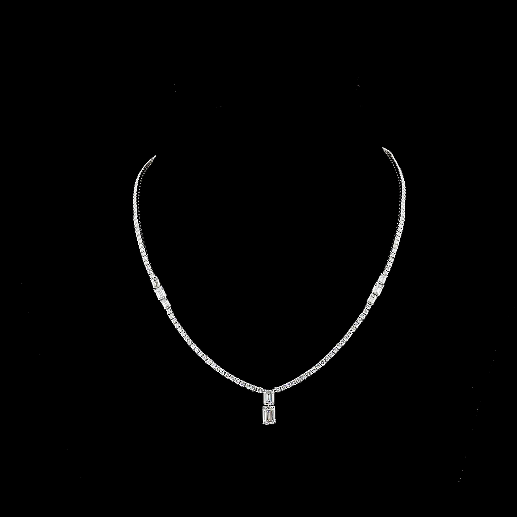 7.5 Cts 14k White Gold Mix Shape Special Necklace - Video