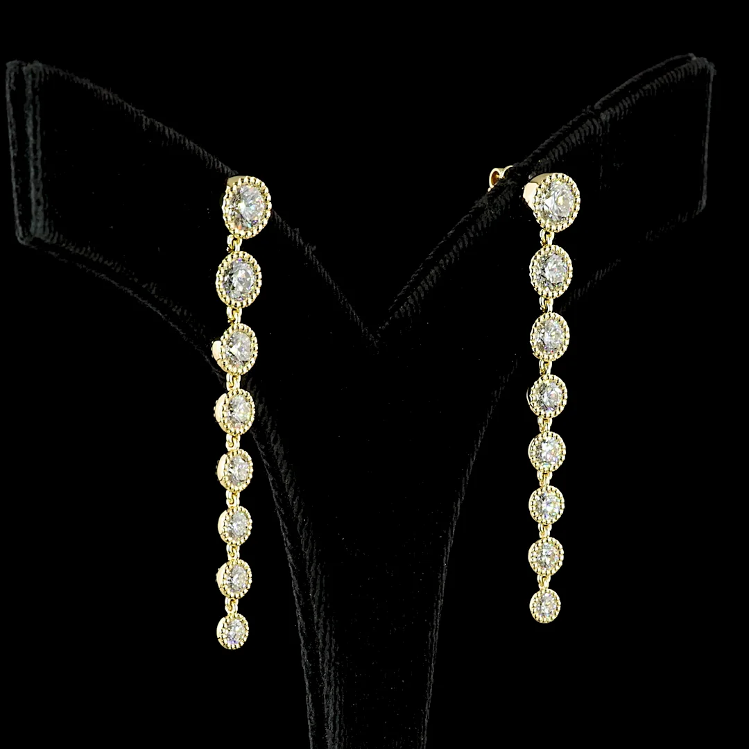 3.55 Cts 14k White Gold Round Shape Hanging Earring - Image 2