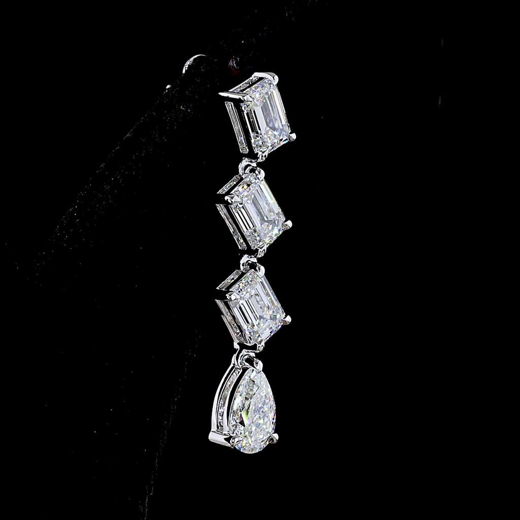 5.12 Cts 14k White Gold Emerald Shape Hanging Earring - Image 4